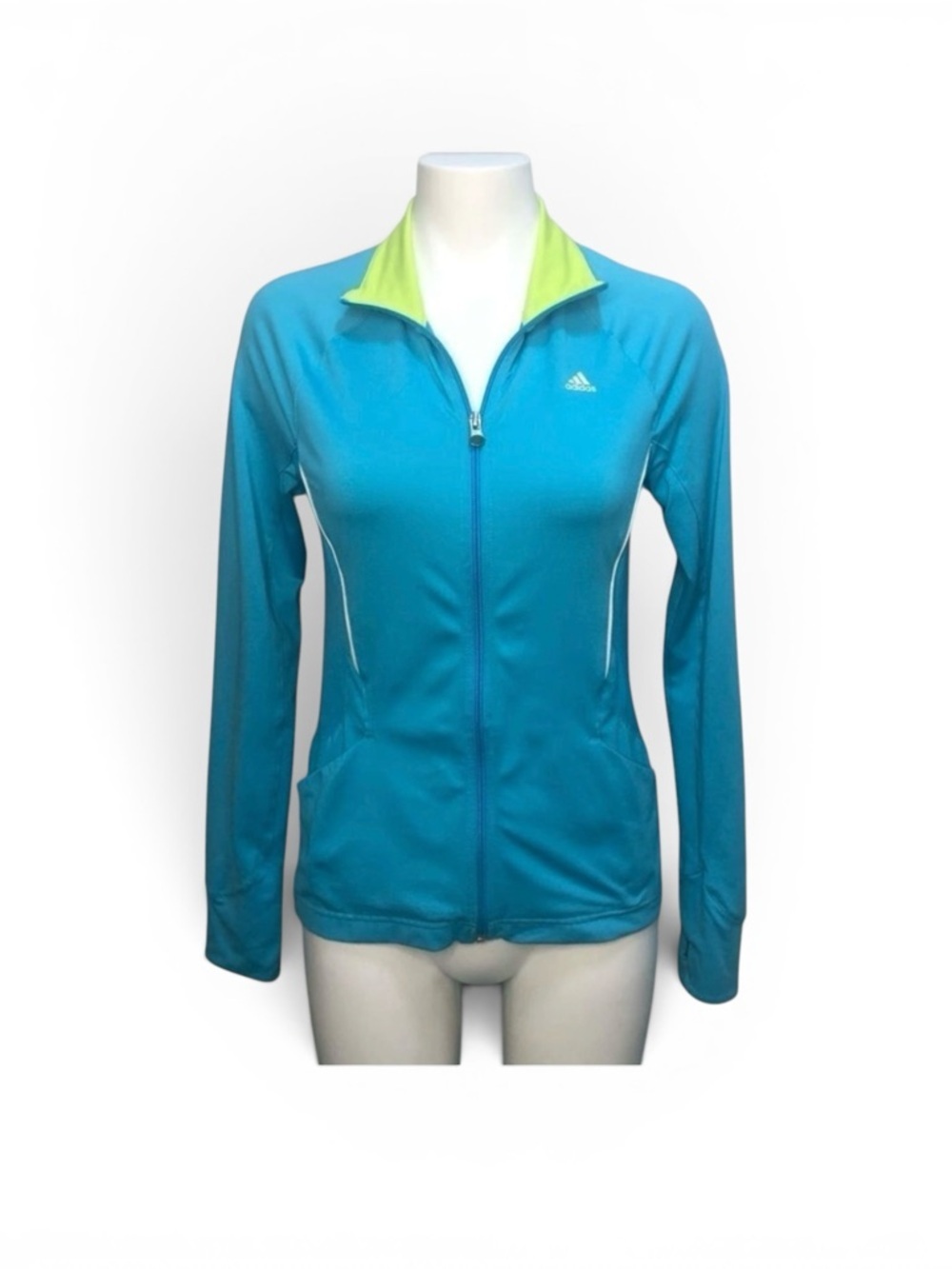 Adidas Light Blue Full Zip Long Sleeve Size Small Activewear